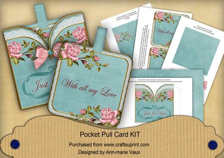 Pink Rose Turq Just for You Vintage Pocket Pull Card Kit