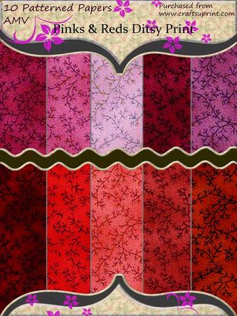 Pink to Red Ditsy Print Paper Pack