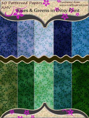 Blue to Green Ditsy Print Paper Pack
