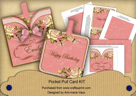 Pink Rose Emily Birthday Vintage Pocket Pull Card Kit