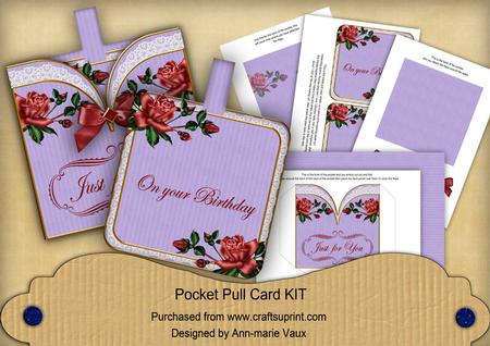 Dpink Rose L Birthday Vintage Pocket Pull Card Kit