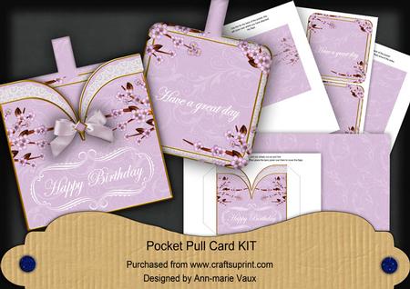 Lilac Blossom Birthday Vintage Pocket Pull Card Kit