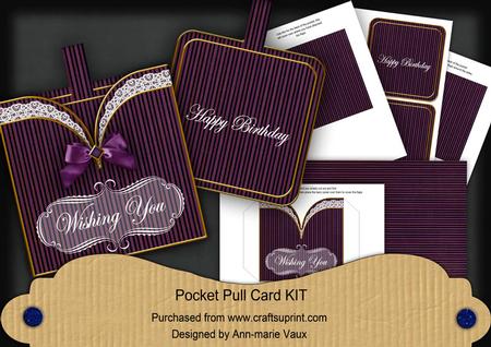 Plain Purple Stripe Birthday Vintage Pocket Pull Card Kit