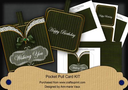 Plain Green Stripe Birthday Vintage Pocket Pull Card Kit