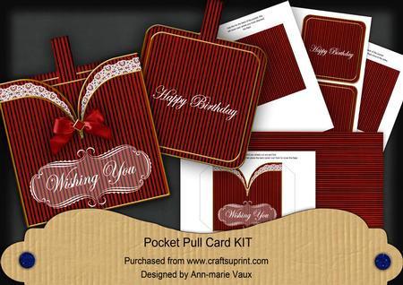 Plain Red Stripe Birthday Vintage Pocket Pull Card Kit