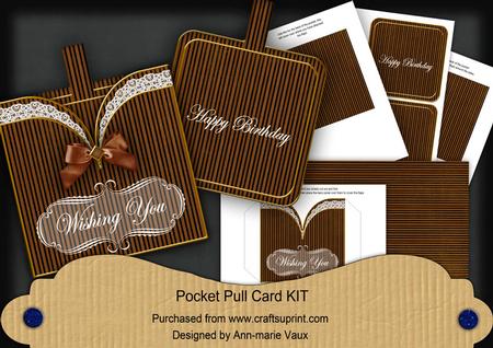 Plain Tea Stripe Birthday Vintage Pocket Pull Card Kit
