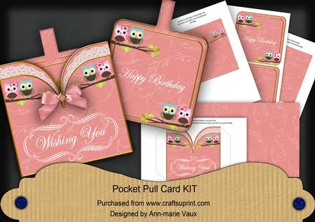 Pink Owls Birthday Vintage Pocket Pull Card Kit