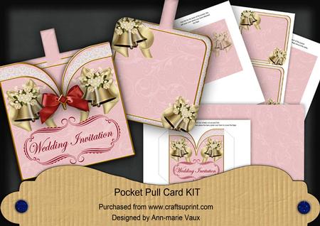 Cream Bells2 Wedding Invitation Vintage Pocket Pull Card Kit