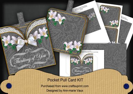 White Lily Thinking of You Vintage Pocket Pull Card Kit