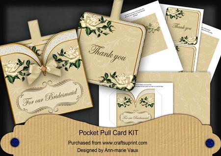 Cream Roses Our Bridesmaid Thank You Pocket Pull Card Kit