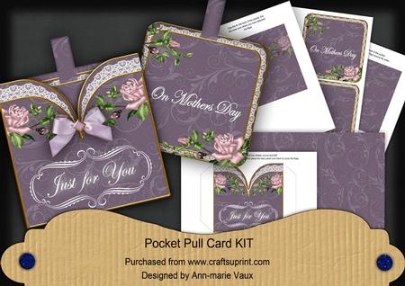 Lilac Roses Mothers Day Vintage Pocket Pull Card Kit