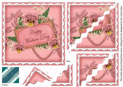 Pink Pansy Mothers Day 6in Duo Wavy Corner Stacker