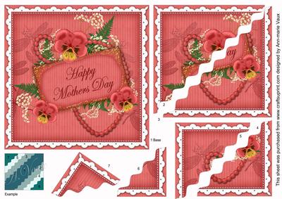 Red Pansy Mothers Day 6in Duo Wavy Corner Stacker