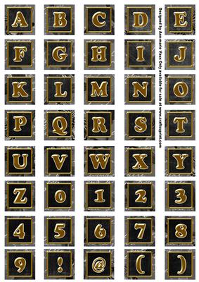 Black Sweet Peas Alphabet Embellishment Sheet