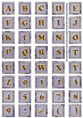 Blue Sweet Peas Alphabet Embellishment Sheet