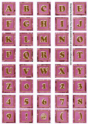 Cerise Sweet Peas Alphabet Embellishment Sheet