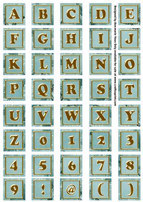 Dteal Sweet Peas Alphabet Embellishment Sheet