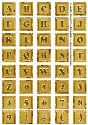Gold Sweet Peas Alphabet Embellishment Sheet