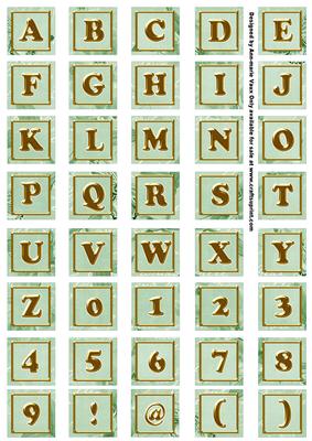 Mint Green Sweet Peas Alphabet Embellishment Sheet