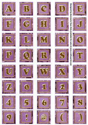 Purple Sweet Peas Alphabet Embellishment Sheet