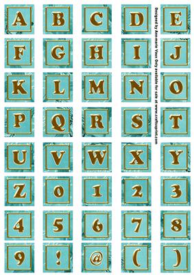 Teal Sweet Peas Alphabet Embellishment Sheet