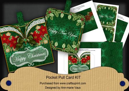 Red Poinsetta g Happy Christmas Pocket Pull Card Kit