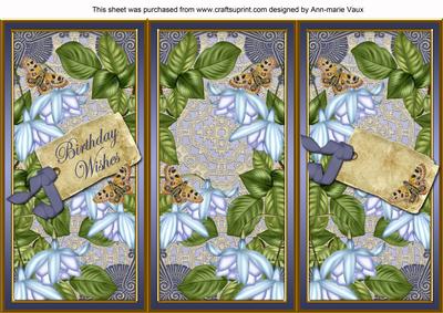 Blue Fushsia Birthday Wishes Quick Tri-fold Card