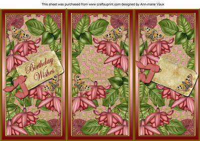 Pink Fushsia Birthday Wishes Quick Tri-fold Card