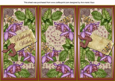 Plum Fushsia Birthday Wishes Quick Tri-fold Card