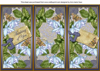 Blue Fushsia Thinking of You Quick Tri-fold Card