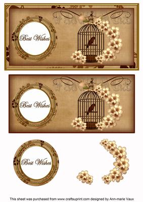 Vtea Birdcage Best Wishes Dl Decoupage Topper