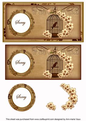 Vtea Birdcage Sorry Dl Decoupage Topper