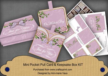 Lilac Roses Mothers Day Mini Pocket Card & Keepsake Box Kit