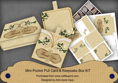 Cream Roses Thank You Mini Pocket Card & Keepsake Box Kit