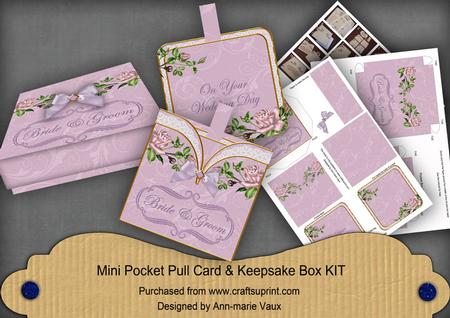 Lilac Roses Bride & Groom Mini Pocket Card & Keepsake Box
