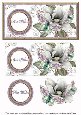 Lilac Butterfly Best Wishes Dl Decoupage Topper