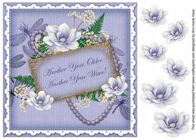 Pblue Magnolia Another Year 8in Vintage Decoupage Topper