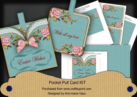 Pink Rose Turq Easter Wishes Pocket Pull Card Kit