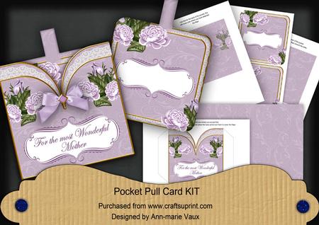 Lilac Roses2 Wonderful Mother Vintage Pocket Pull Card Kit