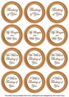 Borange Painted Thinking of You Mix Sentiment Round Toppers