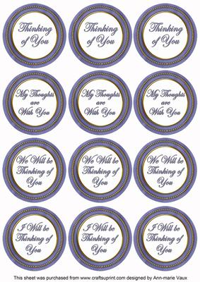 Dblue Painted Thinking of You Mix Sentiment Round Toppers