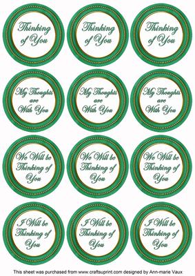 Dgreen Painted Thinking of You Mix Sentiment Round Toppers