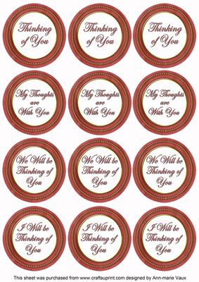 Dred Painted Thinking of You Mix Sentiment Round Toppers