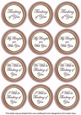 Dpink Painted Thinking of You Mix Sentiment Round Toppers