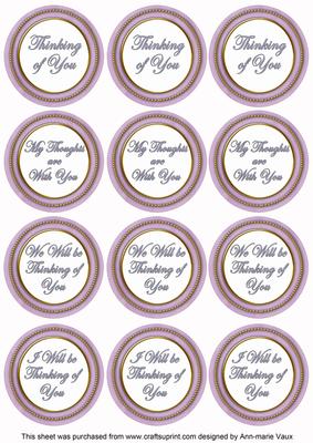Lilac Painted Thinking of You Mix Sentiment Round Toppers