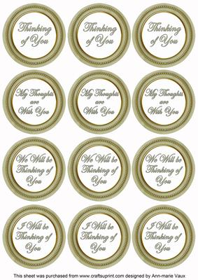 Olive Painted Thinking of You Mix Sentiment Round Toppers
