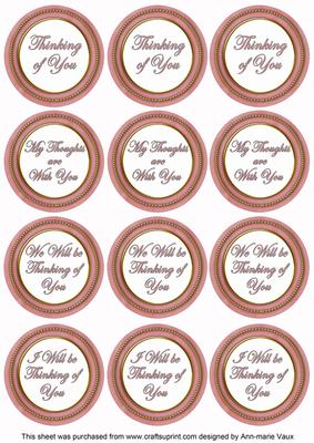 Pink Painted Thinking of You Mix Sentiment Round Toppers