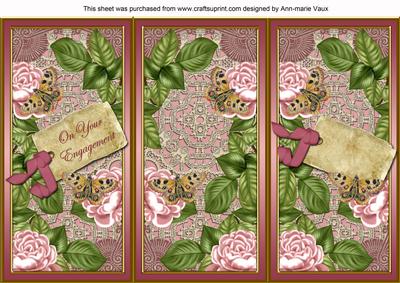 Pink Roses Your Engagement Quick Tri-fold Card