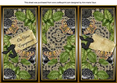 Black Roses Your Engagement Quick Tri-fold Card
