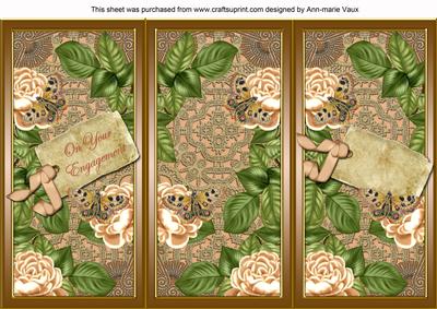 Peach Roses Your Engagement Quick Tri-fold Card